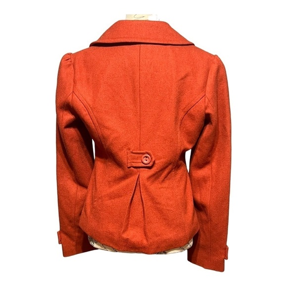 Anthropologie Tulle Kate Coat Wool Blend Burnt Sienna Button Front Slim-Fit - Picture 5 of 8